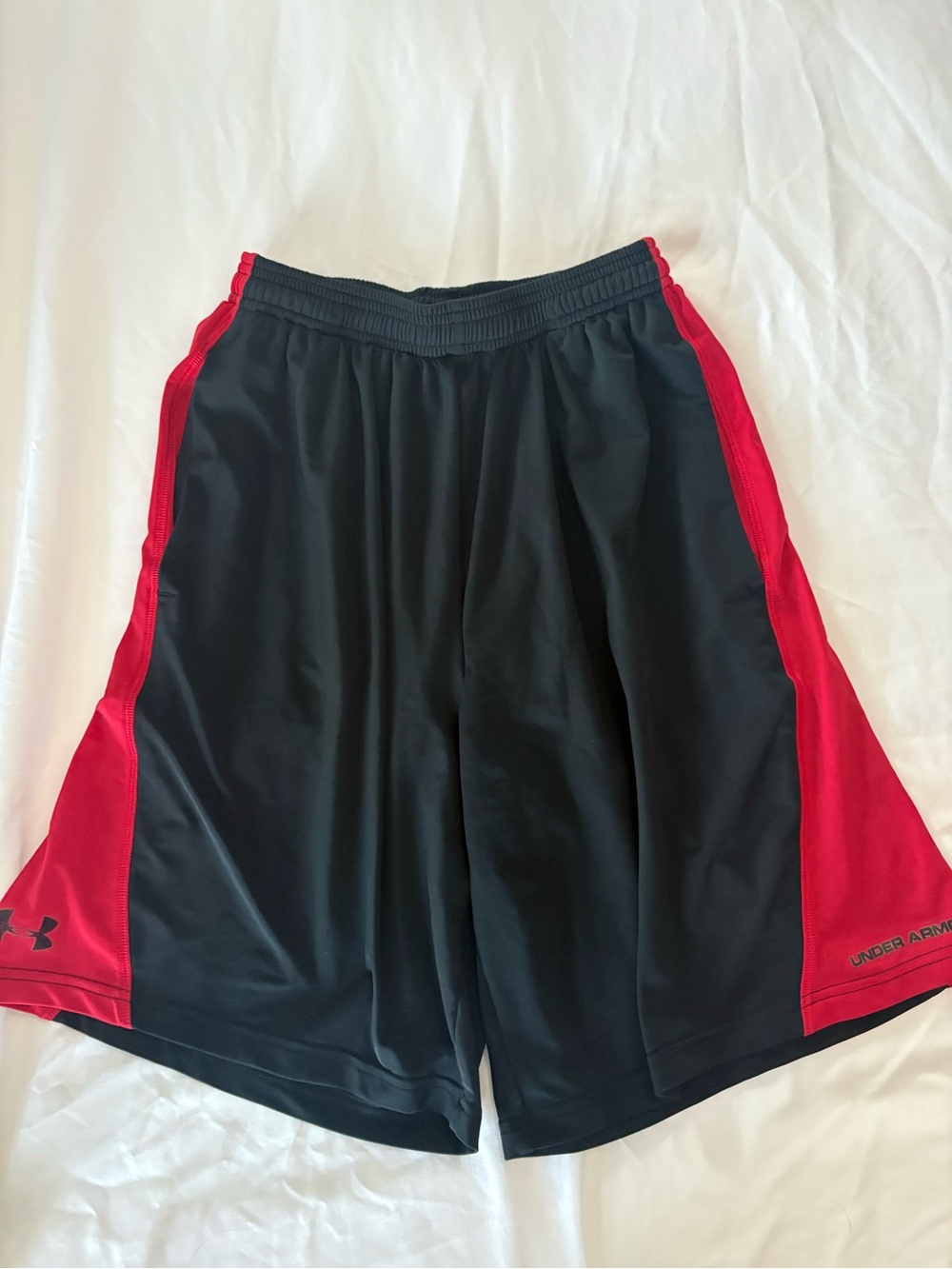 Under Armour Boys Black and Red Athletic Shorts